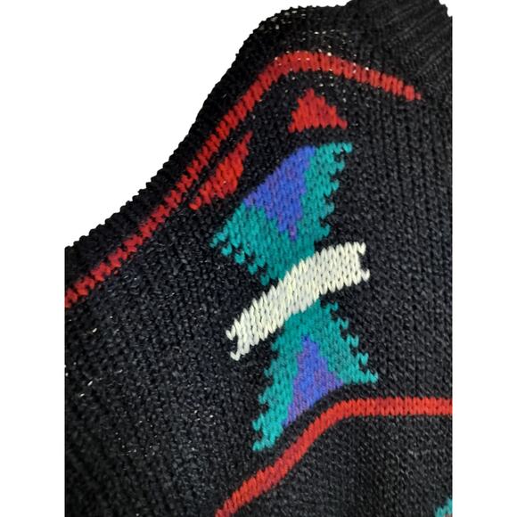 M773)Vtg 90s Expressions International Colorful Knit Pullover Granpa Sweater XL - Picture 3 of 8